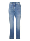 Valentino Garavani Women Light Wash Denim Flared Leg Cropped Jeans