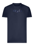 Fendi Men Blue Cotton T-Shirt With Front Logo
