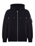 Sacai Men Cotton And Nylon Zip-Up Hoodie
