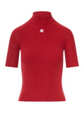 Courreges Women Reedition Short Sleeves Rib Knit Sweater