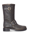 Jimmy Choo Women Crackled Leather Biker Boots With Buckles