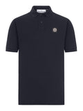 Stone Island Men Blue Navy Cotton Polo Shirt With Logo Patch