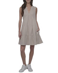 DKNY Double Crepe Gauze Tiered Dress