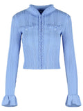 Self Portrait 'Pearl' Cardigan In Light Blue Viscose Blend Women