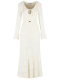Self Portrait 'Floral Crochet' Midi Dress In White Viscose Blend Women