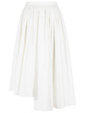 Self Portrait Midi Skirt In White Cotton Poplin Women