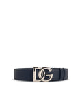 Dolce & Gabbana 'Dg' Logo Belt In Blue Leather Men