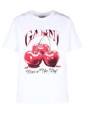 Ganni 'Cherry' White Cotton T-Shirt Women