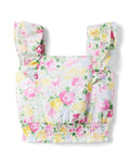 Janie and Jack Floral Smocked Waist Chiffon Top