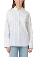 Oversized Striped Poplin Shirt In White/black