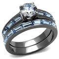 IP Light Black Stainless Steel Ring with AAA Grade CZ in Clear