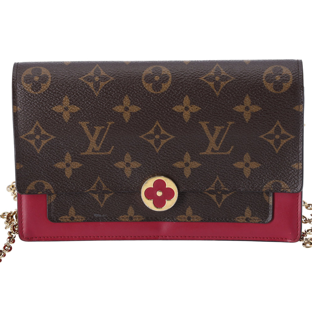Louis Vuitton Portefeuille Flor M67404 Chain Wallet Crossbody Monogram Fuchsia