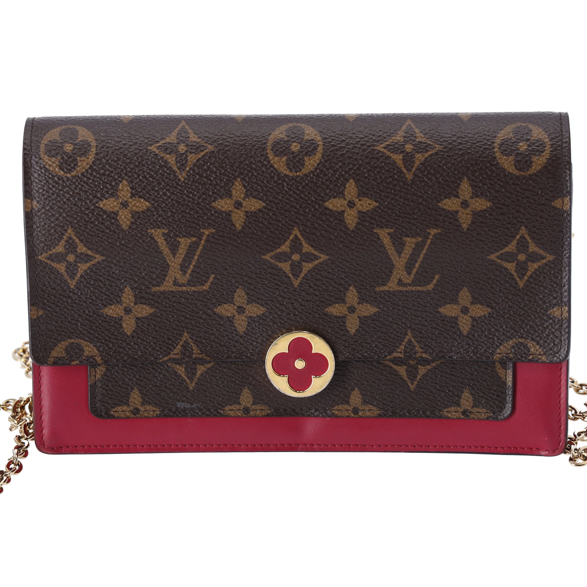 Louis Vuitton Portefeuille Flor M67404 Chain Wallet Crossbody Monogram Fuchsia