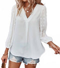Dotted V Neck Blouse In White