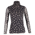 Ganni Tilden Mesh Rollneck Long Sleeve Top in Black Polyamide