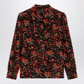 Gucci Printed Silk Shirt With Bow In Black/Red Women