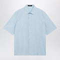 Gucci Gg Cotton Poplin Short-Sleeve Shirt In Light Blue Men