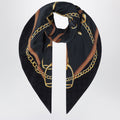Gucci Printed Silk Crãªpe Carre In Black/Grey Women