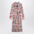 Gucci Flora Print Silk Shirt Dress In Pink Multicolor Women