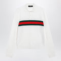 Gucci White Cashmere Polo Shirt With Web Motif Men