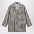 Gucci Silk Twill Shirt With Gg Print In Beige Women