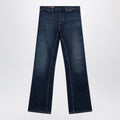 Gucci Low-Rise Cotton Denim Web Tape Trousers In Blue Men
