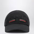 Gucci Black Cotton Baseball Cap With Embroidered Logo Men