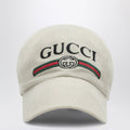 Gucci Beige Cotton Baseball Cap With Embroidered Logo Men