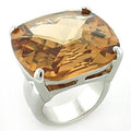 Rhodium Brass Ring with AAA Grade CZ in Topaz