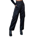 Satin Cargo Pants In Black