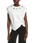 Gracia Floral Applique Side Twist Top