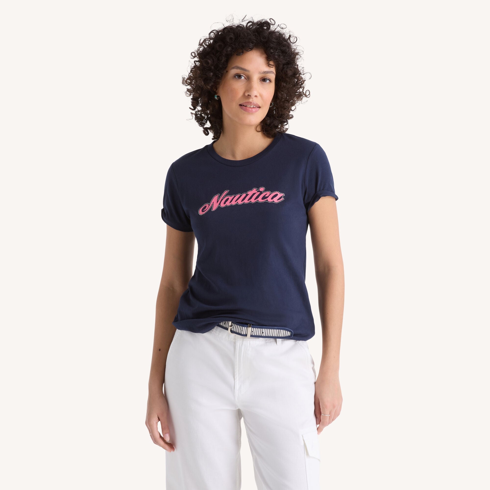Nautica Womens Foil Heritage Logo Graphic T-Shirt