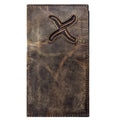 Distressed X Logo Rodeo Wallet In Brown Bomber