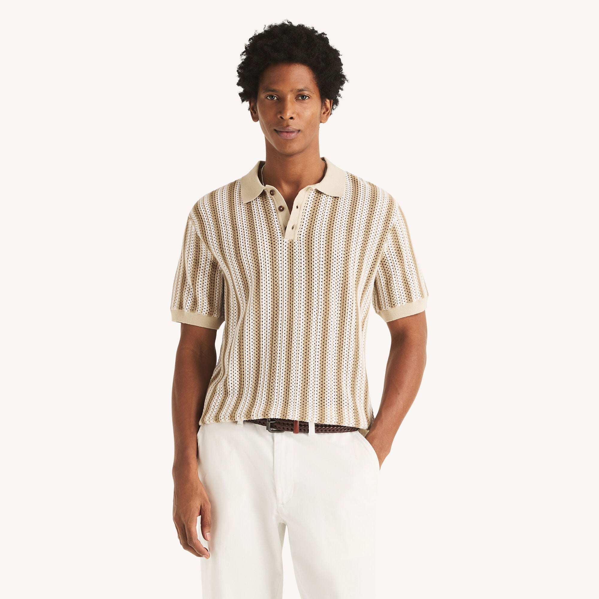Nautica Mens Striped Sweater Polo