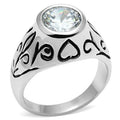 Rhodium Brass Ring with AAA Grade CZ in Clear