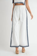 Chevron Linen Pants In White