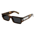 Saint Laurent Sunglasses Rectangle Full Rim, Havana Frame And Grey Lens Sl660002