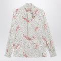 Valentino Vanilla Silk Shirt With Logo Print Women