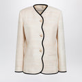 Valentino Milk-Honey Coloured Silk And Linen Jacket Women