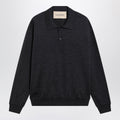 Valentino Wool Polo Shirt With Vlogo Embroidery In Anthracite Men