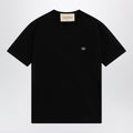 Valentino Black Cotton T-Shirt With Vlogo Embroidery Men