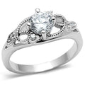 Rhodium Brass Ring with AAA Grade CZ in Clear