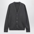 Gucci Grey Wool And Silk Cardigan With Gg Motif Men