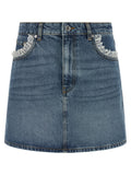 Ganni Women Denim And Lace Skirt