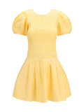 Ganni Women Stretch Cotton Mini Dress With Balloon Sleeves