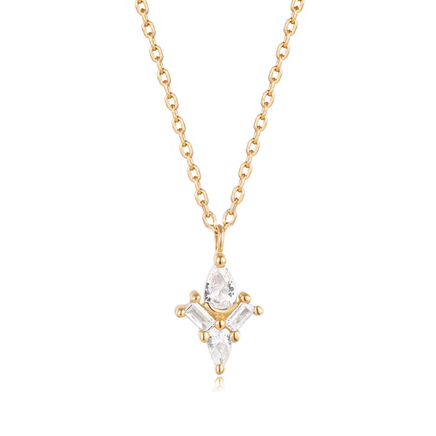 AURORA | Pear and Baguette White Sapphire Necklace