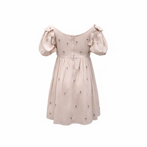 AGUA BY AGUA BENDITA CREAM 'OPALO MANGLARES' DRESS WITH EMBELLISHED DETAILS - SIZE L