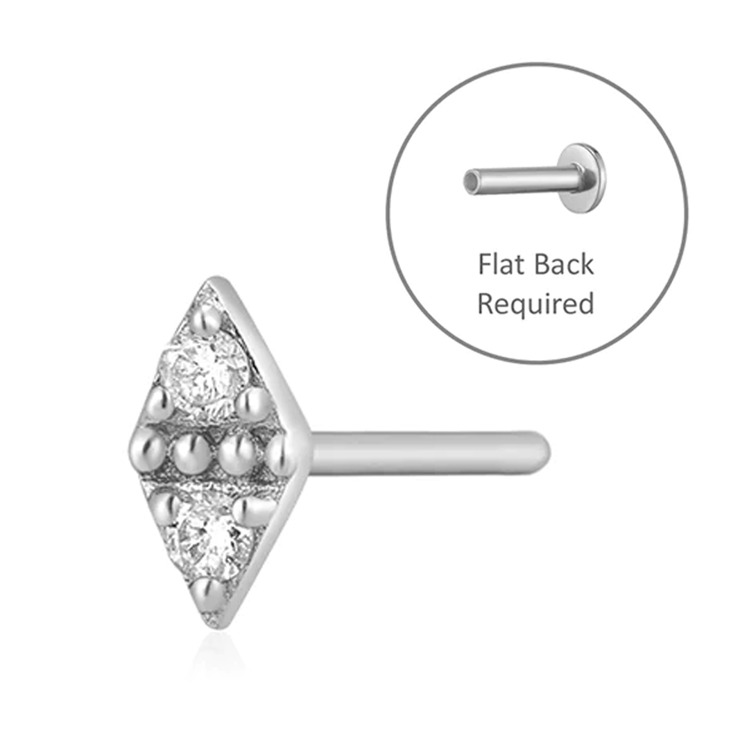 ADELE | Single Diamond Threadless Flatback Earring