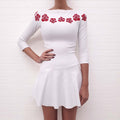 ALAÏA WHITE DRESS WITH RED FLOWERS - SIZE 36