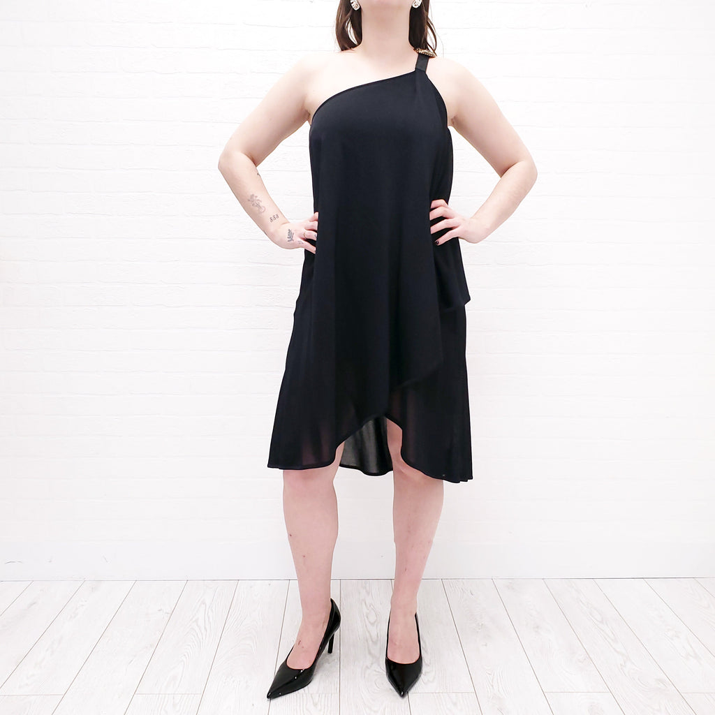 ALEXANDER MCQUEEN ONE SHOULDER WITH LEATHER BUCKLE - SIZE XS
